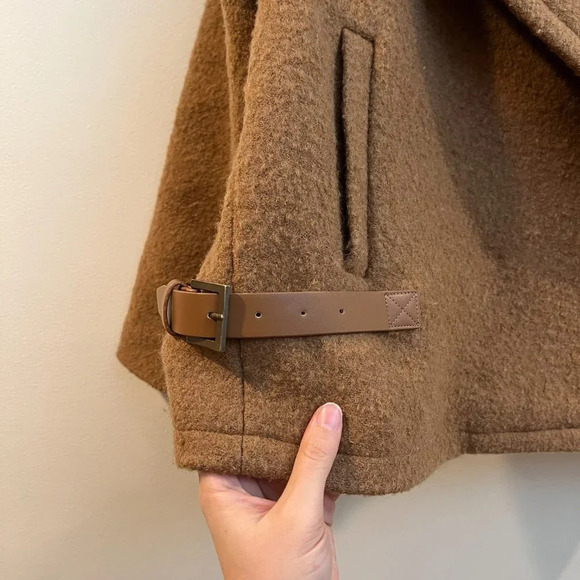 Gentle Herd 100% Nylon Collared Bohemian Classic Tan Boxy Short Knit Coat XL - Picture 4 of 11